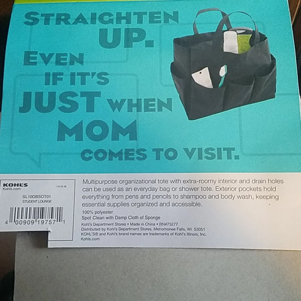 Student Lounge New Organizational Tote New Black Shower Caddy